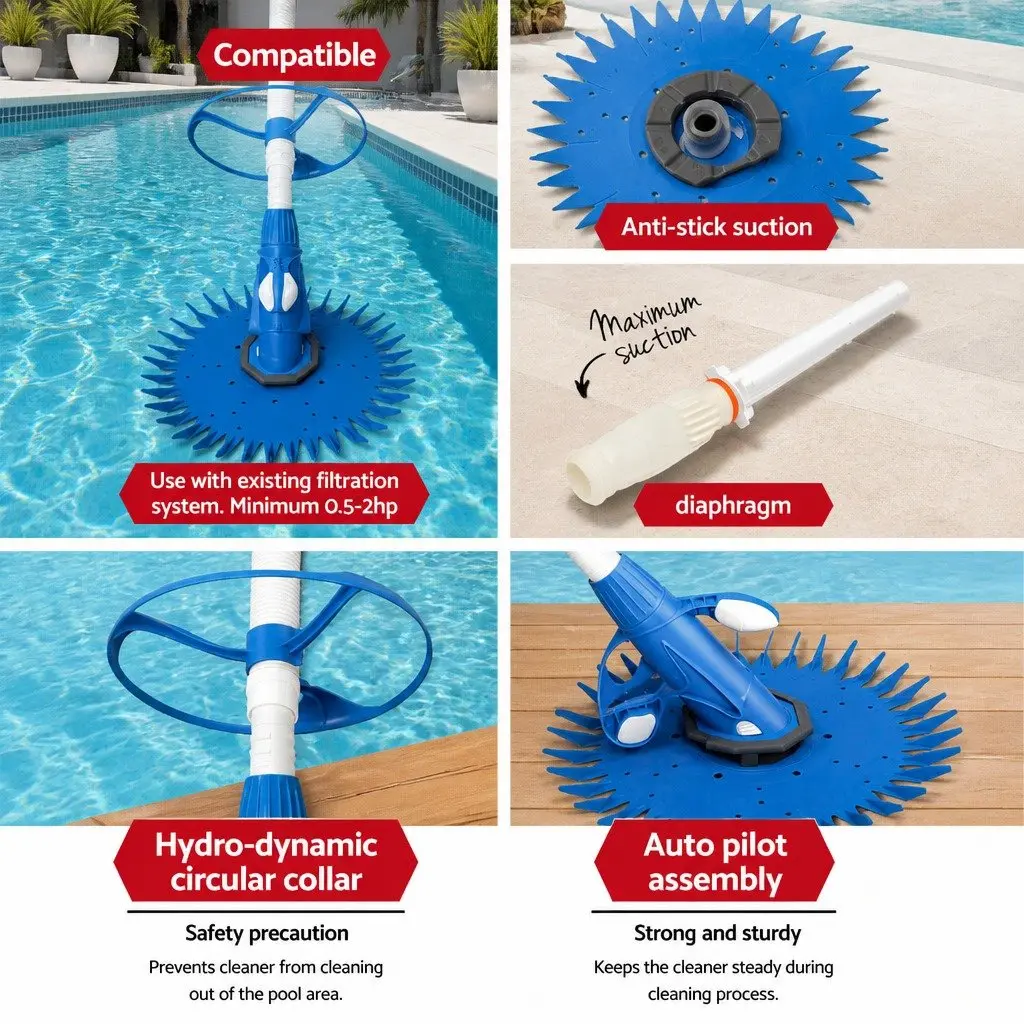 Automatic Swimming Pool Cleaner Vacuum Blue 10M Hose