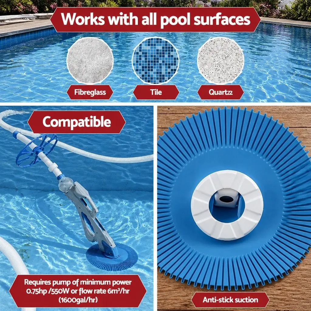 Automatic Pool Cleaner Vacuum Suction 10M Hose System Above Ground In-Ground