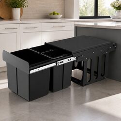 Organized Kitchen Waste Bin: Three Compartments Included