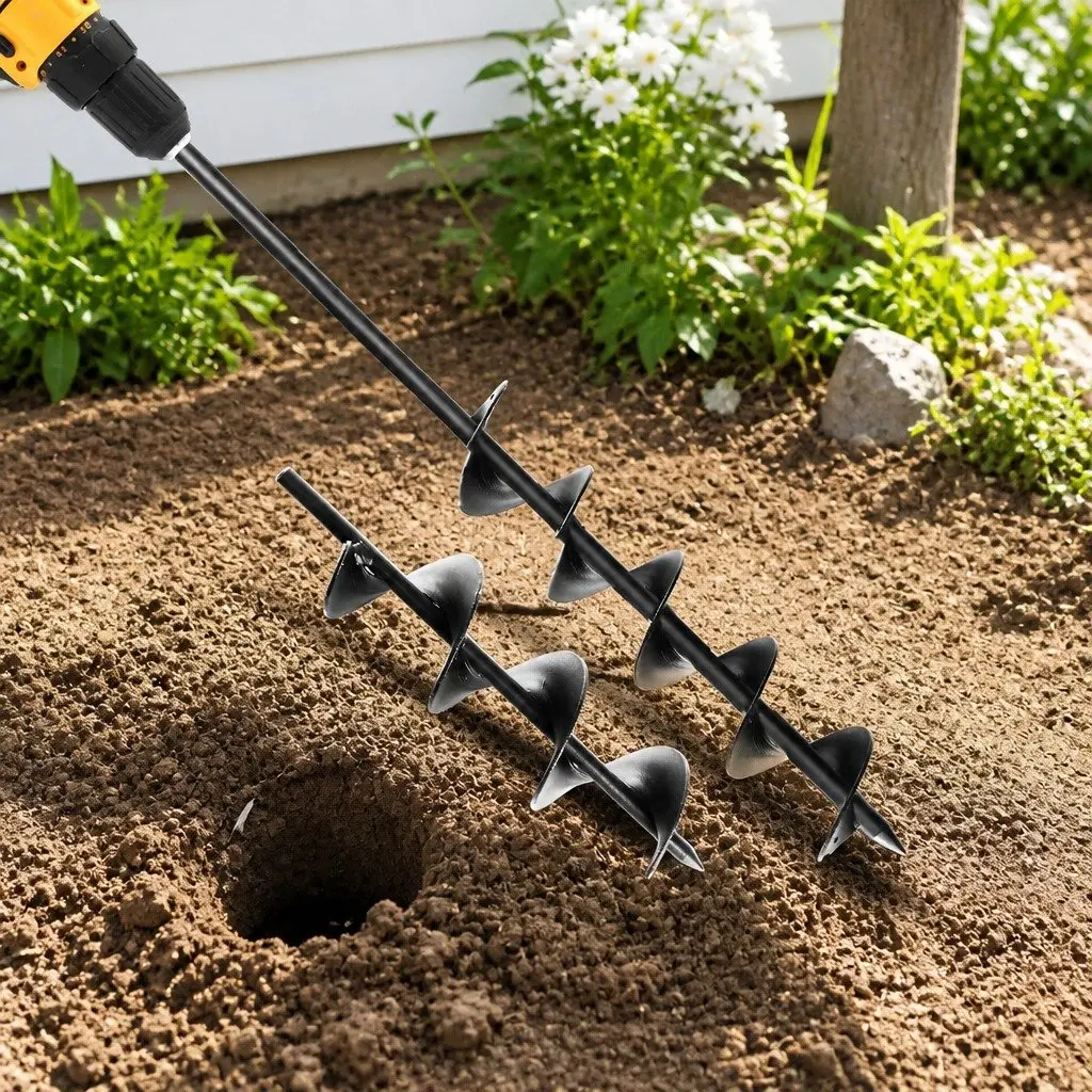 Power Garden Spiral Auger Hole Digger Earth Drill Bit 75mm Dia Outdoor Drilling