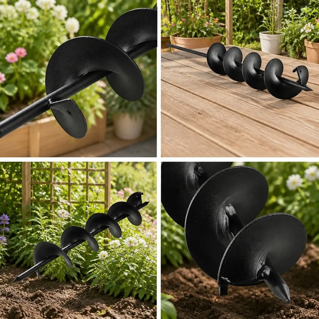Power Garden Auger Drill Bit Earth Planter 75mm x 600mm Black Soil Auger