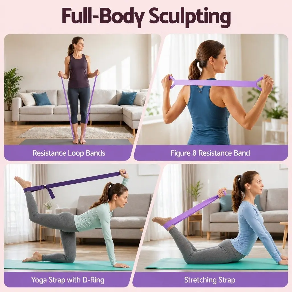 Pilates Ring Set 34cm Pilates Ring 25cm Mini Yoga Ball Resistance Bands Home Workout Equipment
