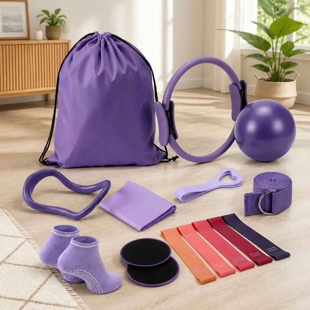Pilates Ring Set 34cm Pilates Ring 25cm Mini Yoga Ball Resistance Bands Home Workout Equipment