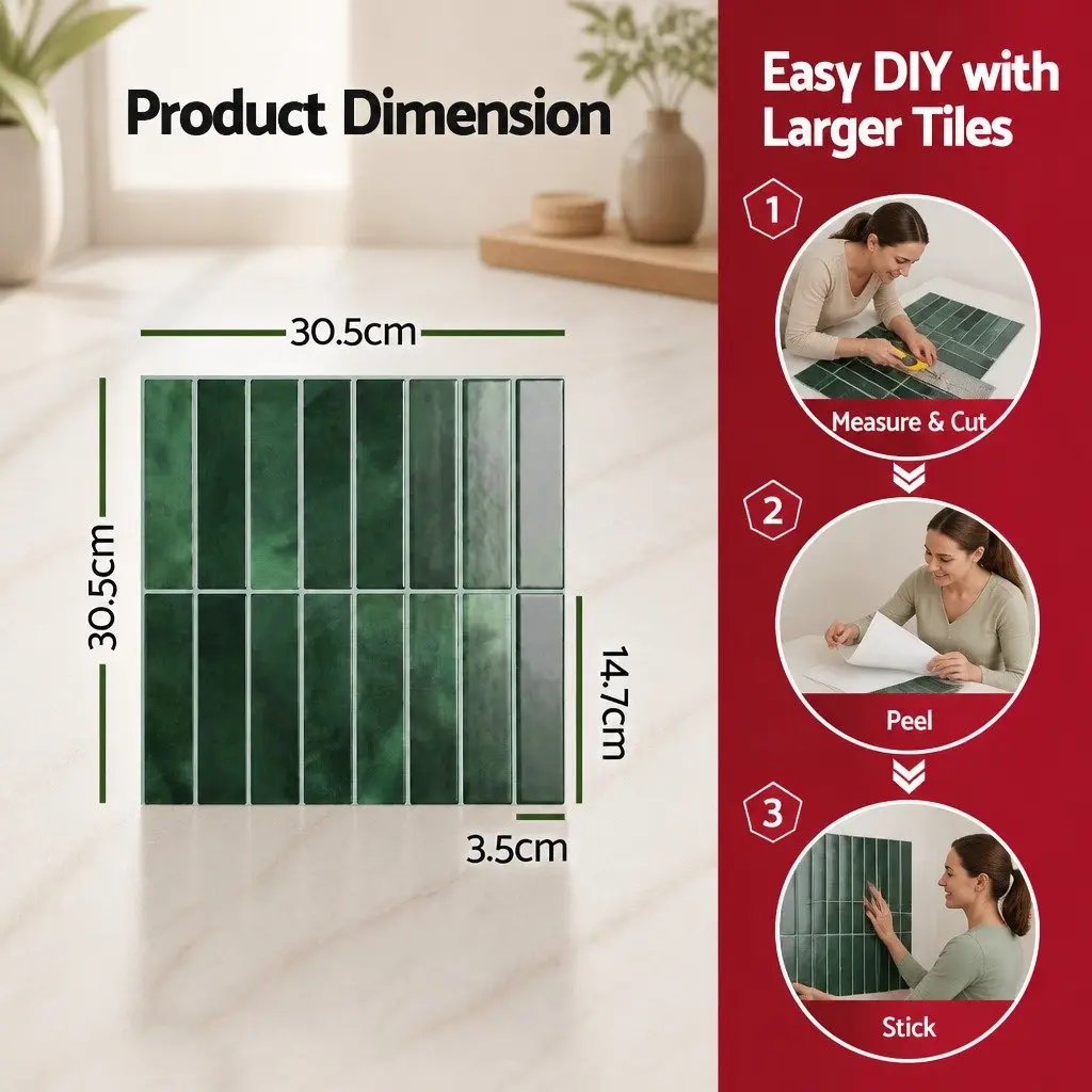 3D Green Peel and Stick Tiles