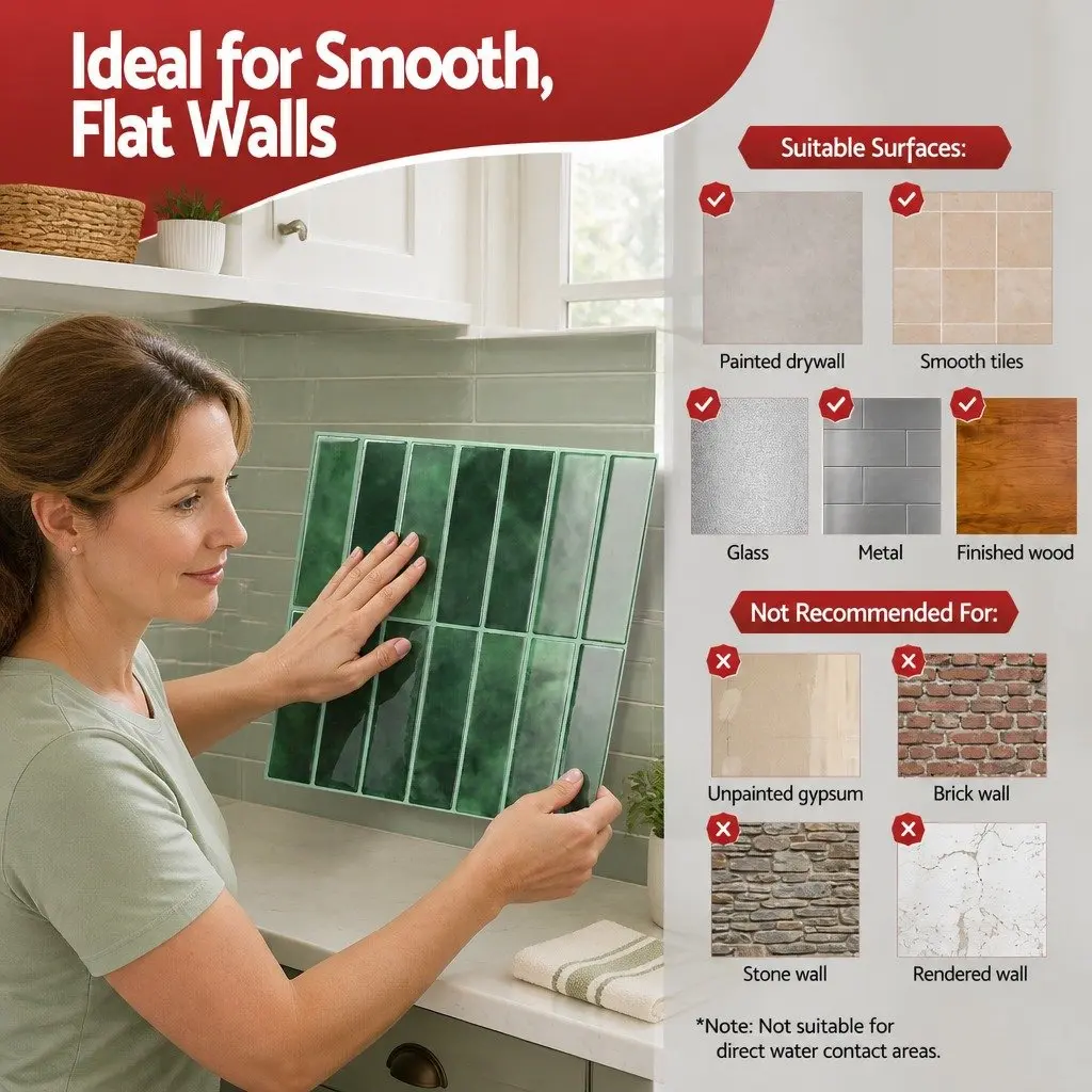 3D Green Peel and Stick Tiles
