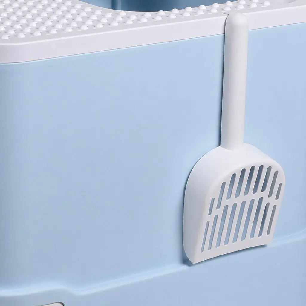 Enclosed Cat Litter Box Double Door Large Spacious Blue