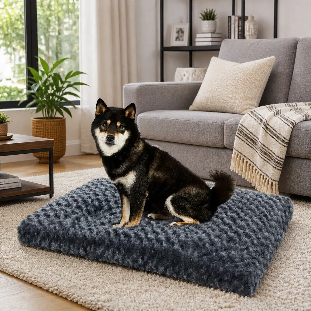 Dog Pet Bed Calming Plush Soft Washable Non-slip 73cm