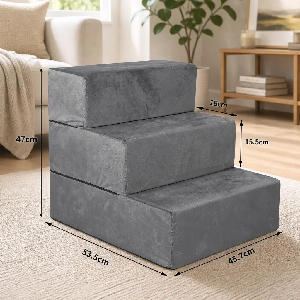 Pet Stairs Adjustable Medium 3 Steps Portable Ramp Climbing Helper for Dogs Cats