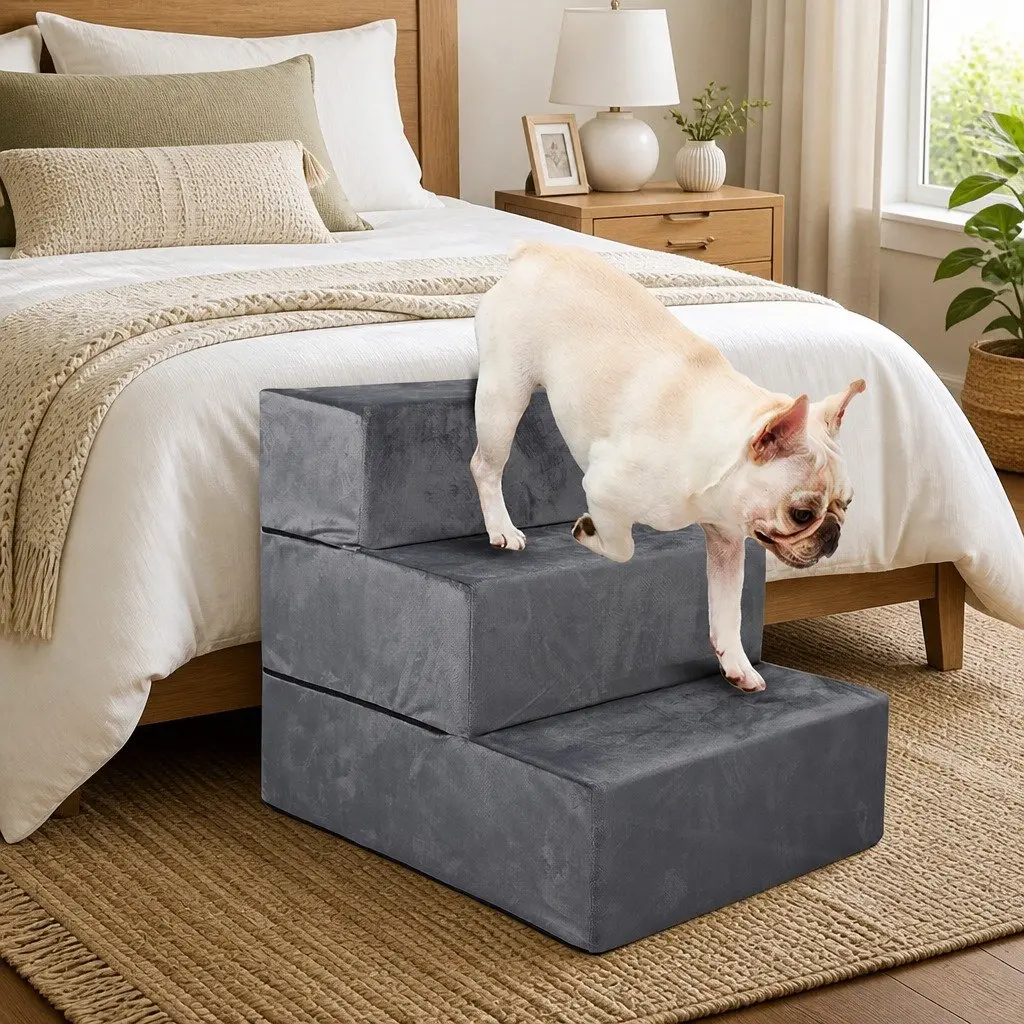 Pet Stairs Adjustable Medium 3 Steps Portable Ramp Climbing Helper for Dogs Cats