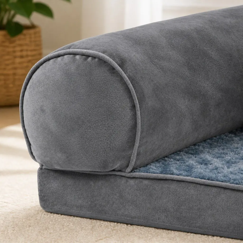 Orthopaedic Dog Bed Soft Warm Memory Foam Large Grey Sofa Lounger