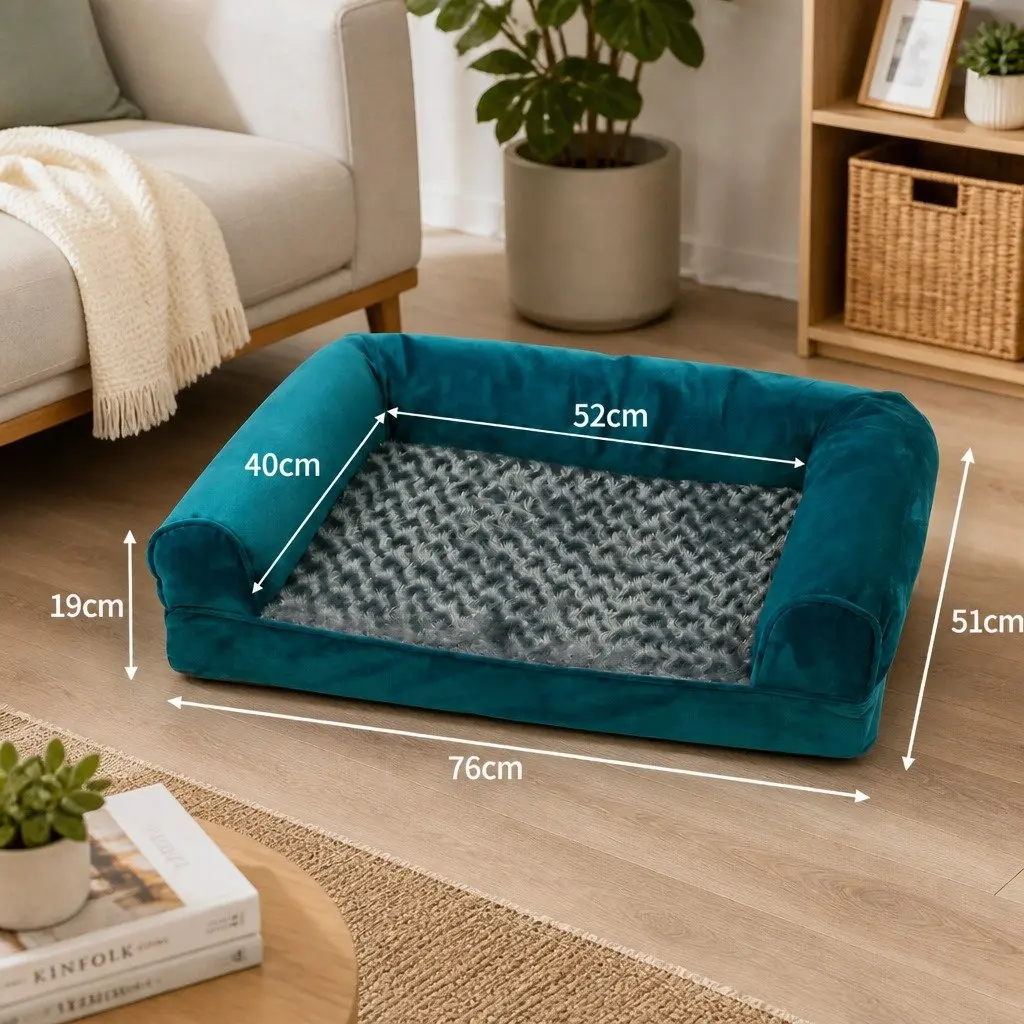 Pet Bed Orthopaedic Memory Foam Medium Soft Washable Blue Grey