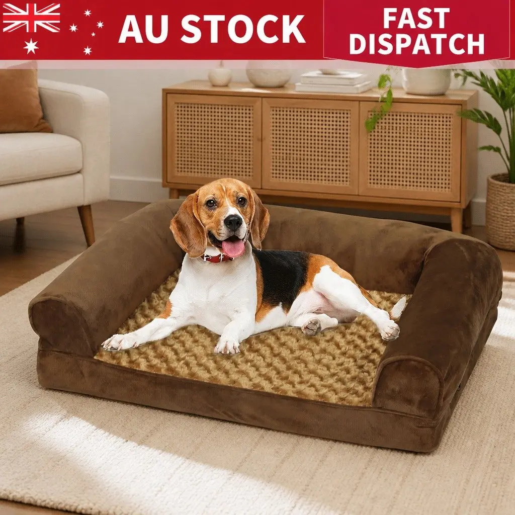 Orthopedic Pet Bed Memory Foam Removable Washable Cover Brown 76cm x 51cm x 19cm