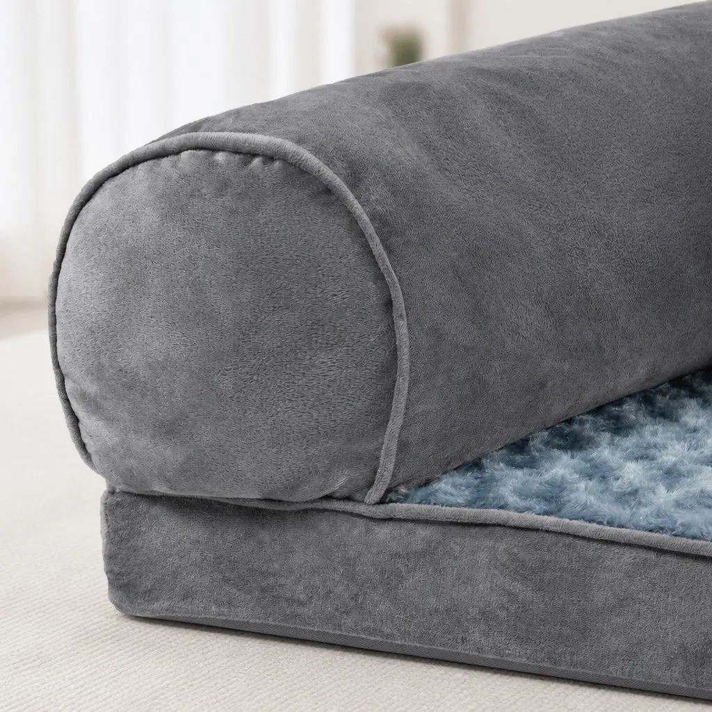 Pet Bed Sofa Orthopaedic Memory Foam Medium Washable Grey
