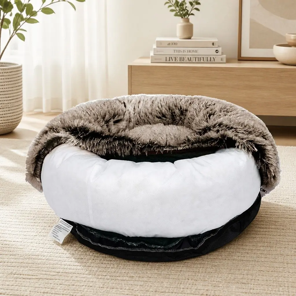 Pet Bed Donut Shaped Calming Large Plush Cushion