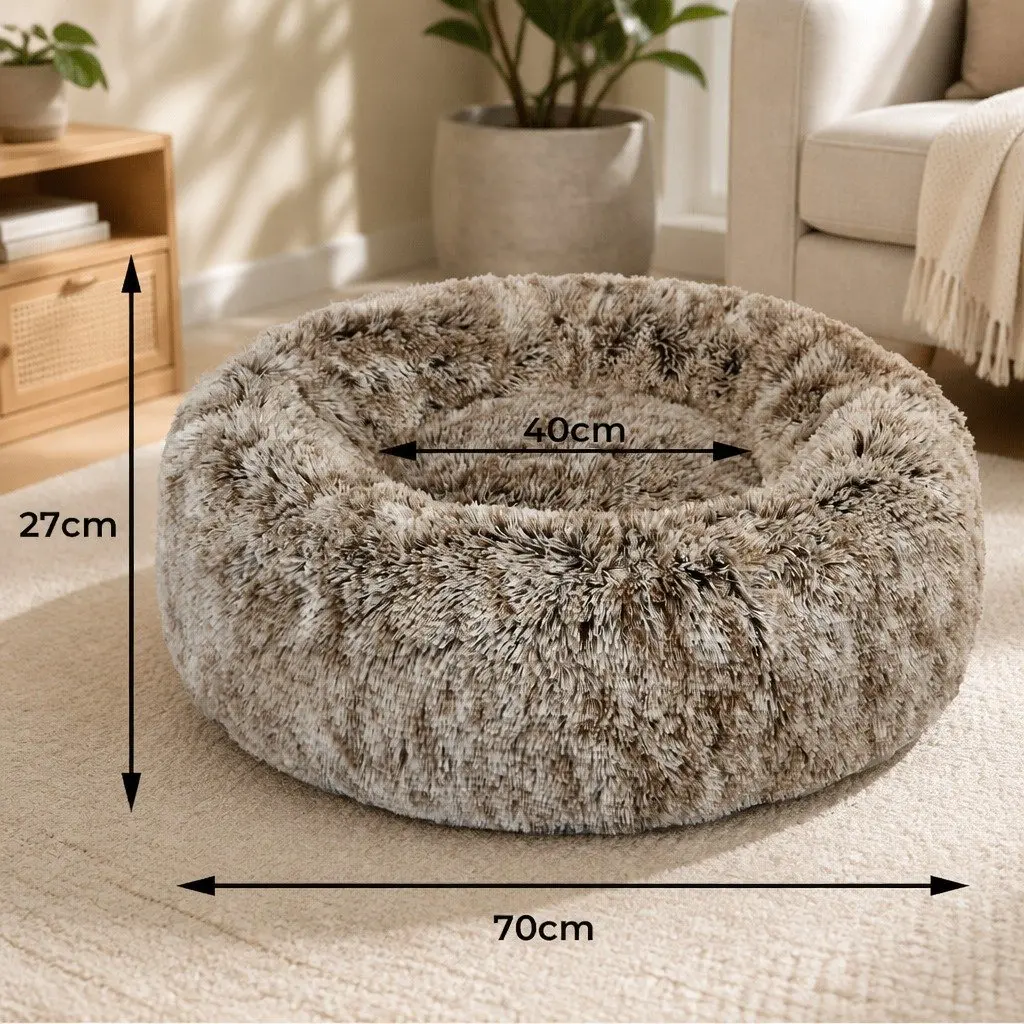 Dog Calming Bed Cover Removable Plush Medium Donut Shape