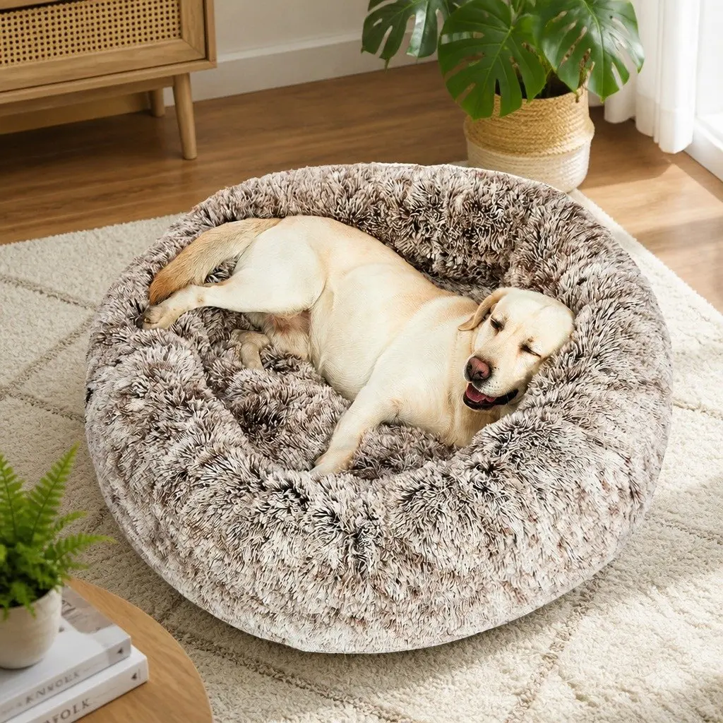 Dog Calming Bed Cover Removable Plush Medium Donut Shape