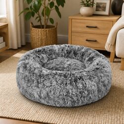 Your Pet’s Cozy Charcoal Donut Bed Awaits