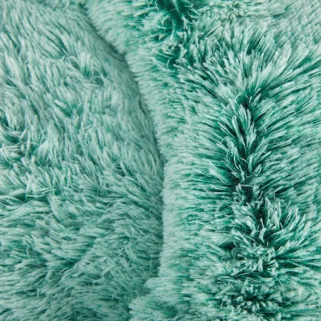 Dog Calming Bed Cover Medium Teal Plush Donut-Shaped Replacement Cover