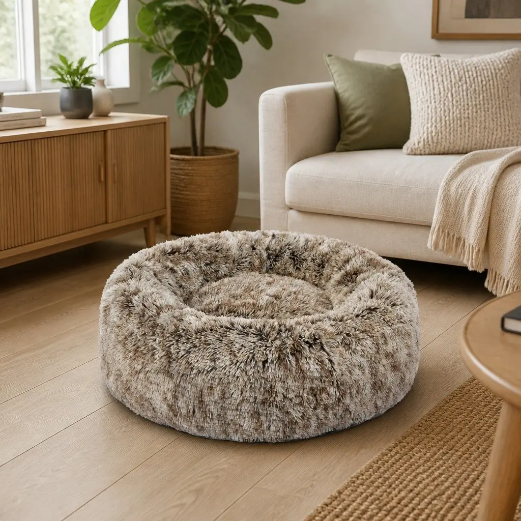 Dog Calming Bed Cover Removable X-Large Plush Donut-Shaped Pet Bed Cover