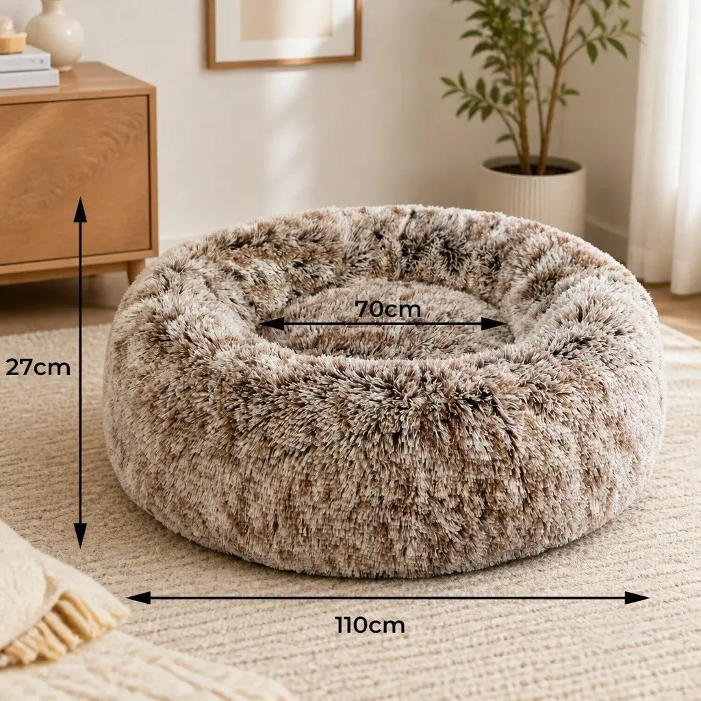 Dog Calming Bed Cover Removable X-Large Plush Donut-Shaped Pet Bed Cover