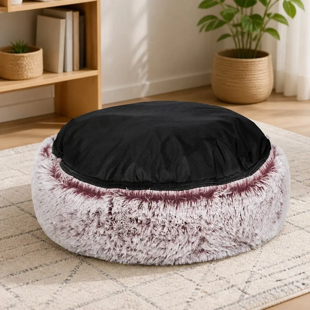 Replaceable Pet Bed Cover Donut Shape X-Large Calming Anxiety Relief Pink