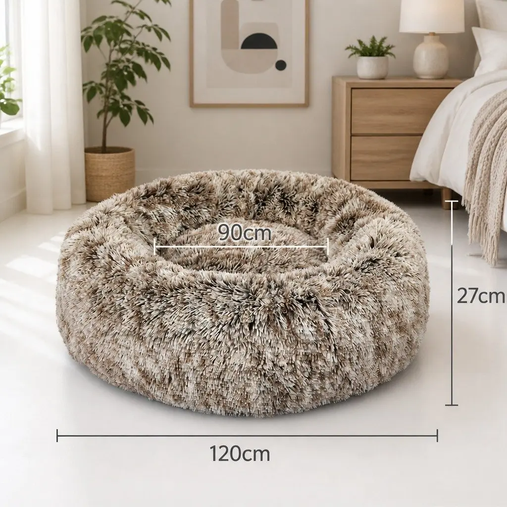 Pet Bed Donut-Shaped Soft XXL Warm Cushion Non-Slip Bottom