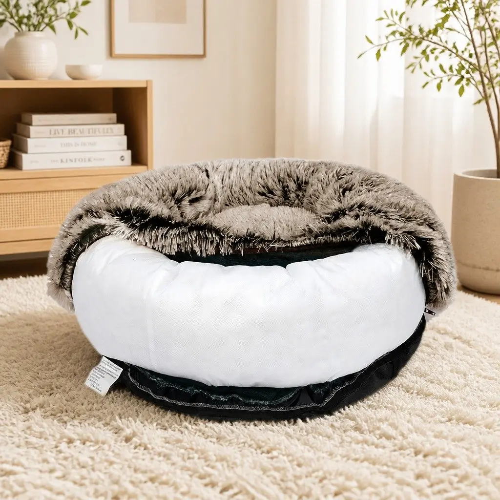 Pet Bed Donut-Shaped Soft XXL Warm Cushion Non-Slip Bottom