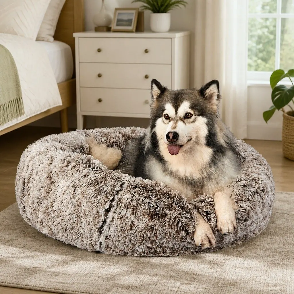 Pet Bed Donut-Shaped Soft XXL Warm Cushion Non-Slip Bottom