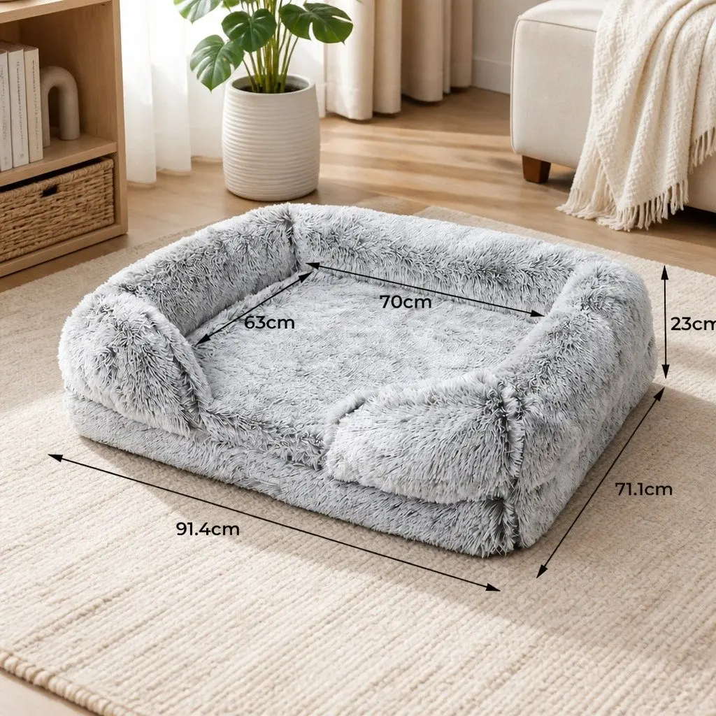 Orthopedic Pet Bed Medium Memory Foam Supportive Bolster Plush