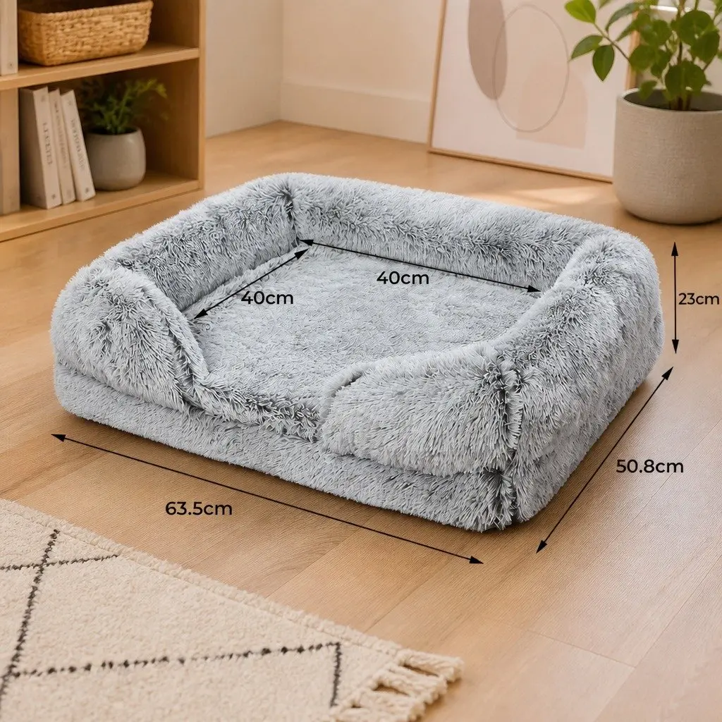Pet Bed Orthopedic Sofa Small Memory Foam Supportive Bolster Plush