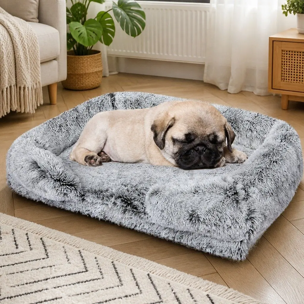 Pet Bed Orthopedic Sofa Small Memory Foam Supportive Bolster Plush