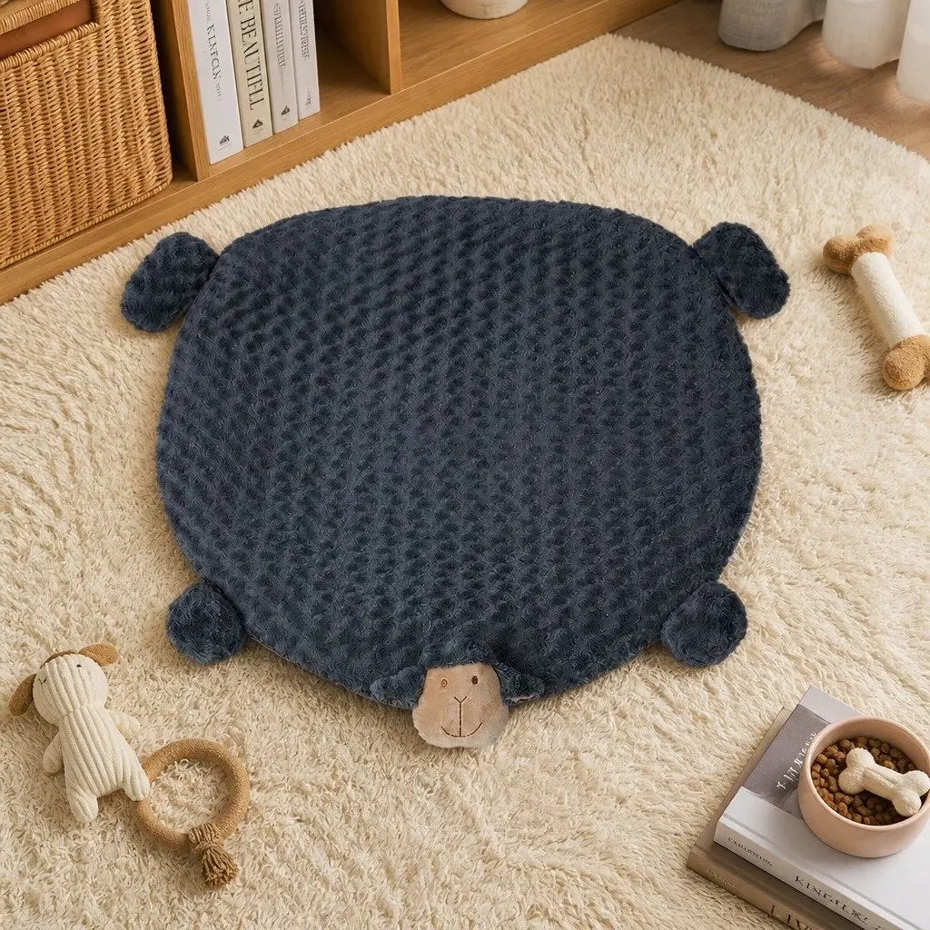 Pet Bed Cat Dog Calming Cushion Large Squeaky Toys Plush Charcoal Grey