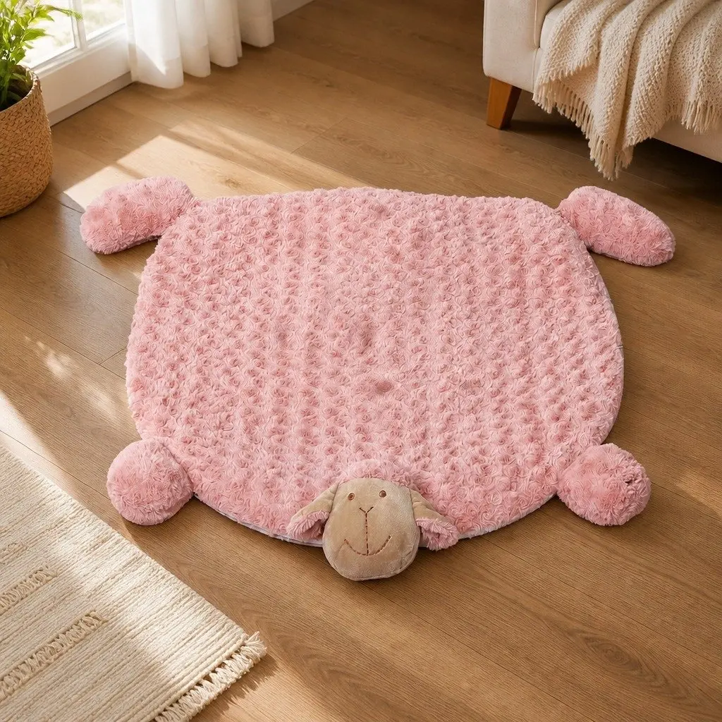 Pet Bed Cat Dog Calming Cushion Plush Large with Squeaky Corner Toys Pink