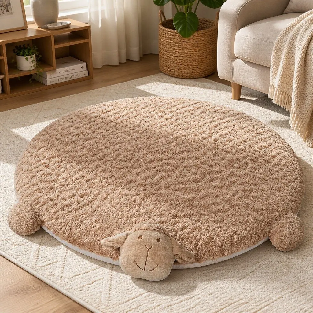 Pet Bed Cushion Dog Cat Calming Sleeping Mat with Corner Squeaky Toys Large