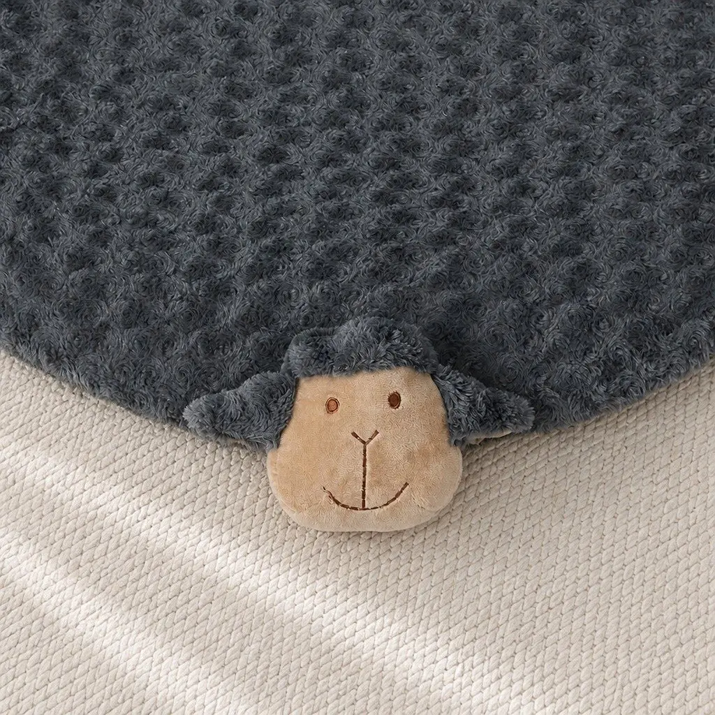 Dog Cat Bed Plush Cushion Medium Charcoal Grey with Chewable Squeaky Toys