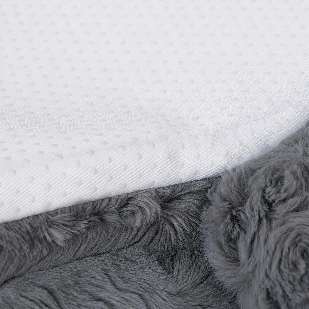 Dog Cat Bed Plush Cushion Medium Charcoal Grey with Chewable Squeaky Toys
