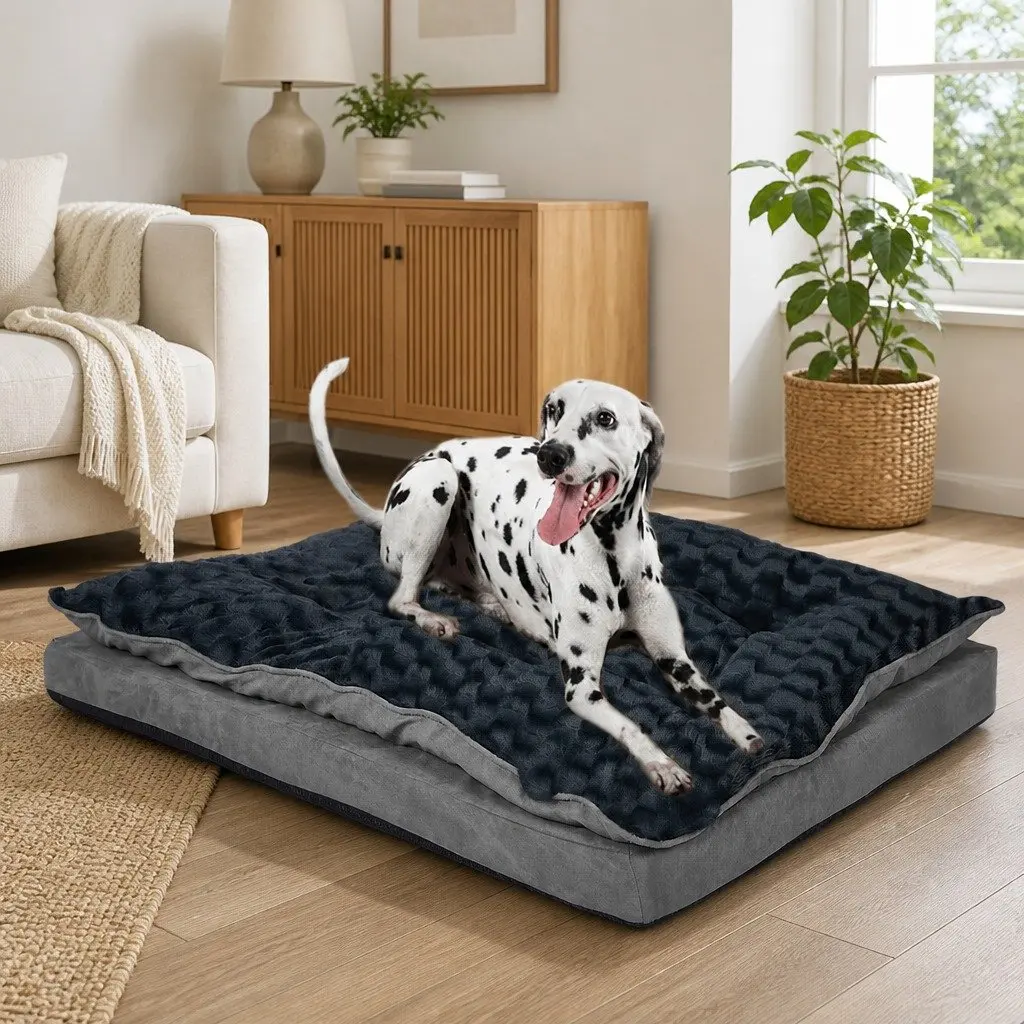 Pet Bed Large Calming Mattress Memory Foam Plush Soft Comfortable Dog Cat Rest