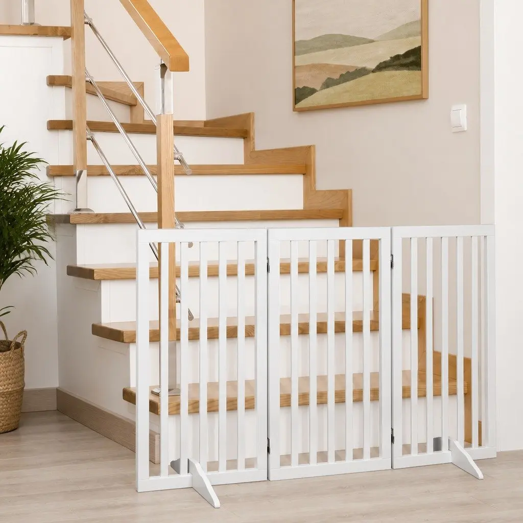 Wooden Pet Gate Foldable Free Standing Indoor Outdoor Playpen 3 Panel 4 Panel 6 Panel