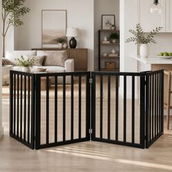 Friendly Foldable Pet Gate – 4 Panels in Black