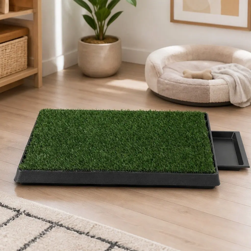 Indoor Dog Potty Training Grass Mat System with Drainage Tray 59cm x 46cm