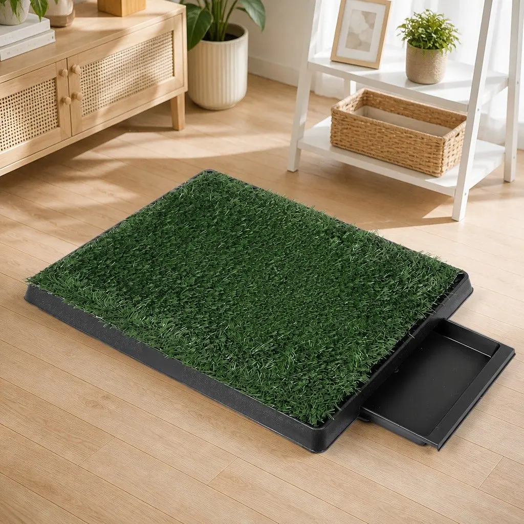 Indoor Dog Potty Training Grass Mat System with Drainage Tray 59cm x 46cm