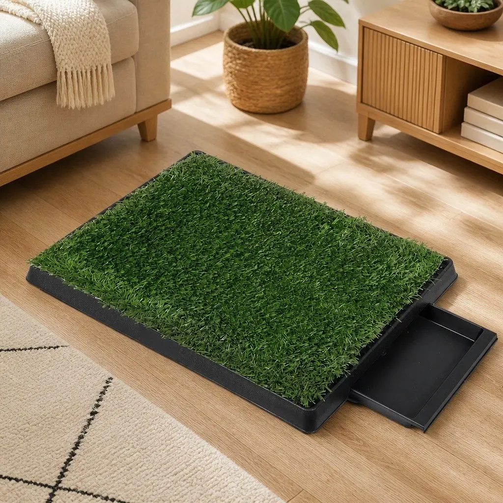 Indoor Dog Potty Training Grass Mat System with Drainage Tray 59cm x 46cm