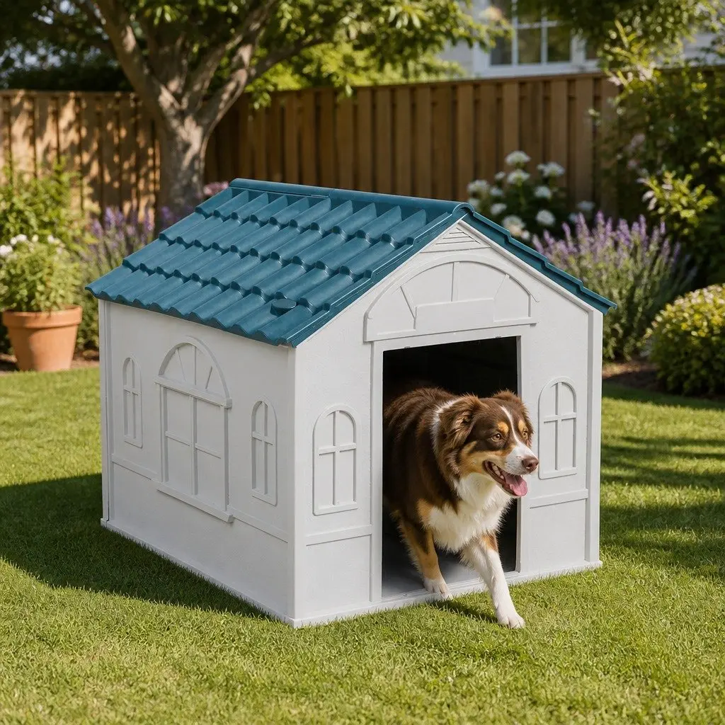 Dog Kennel Waterproof Large Plastic with Ventilation Blue