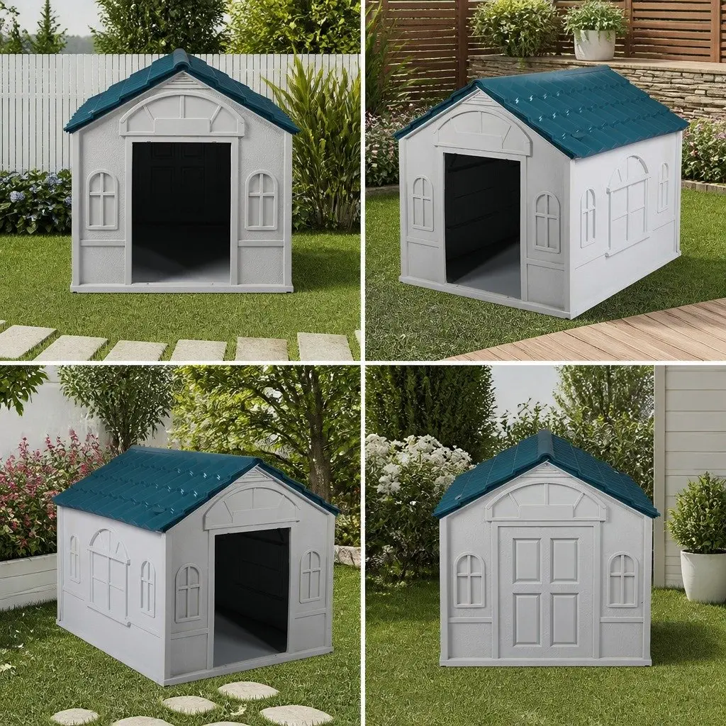 Dog Kennel Waterproof Large Plastic with Ventilation Blue