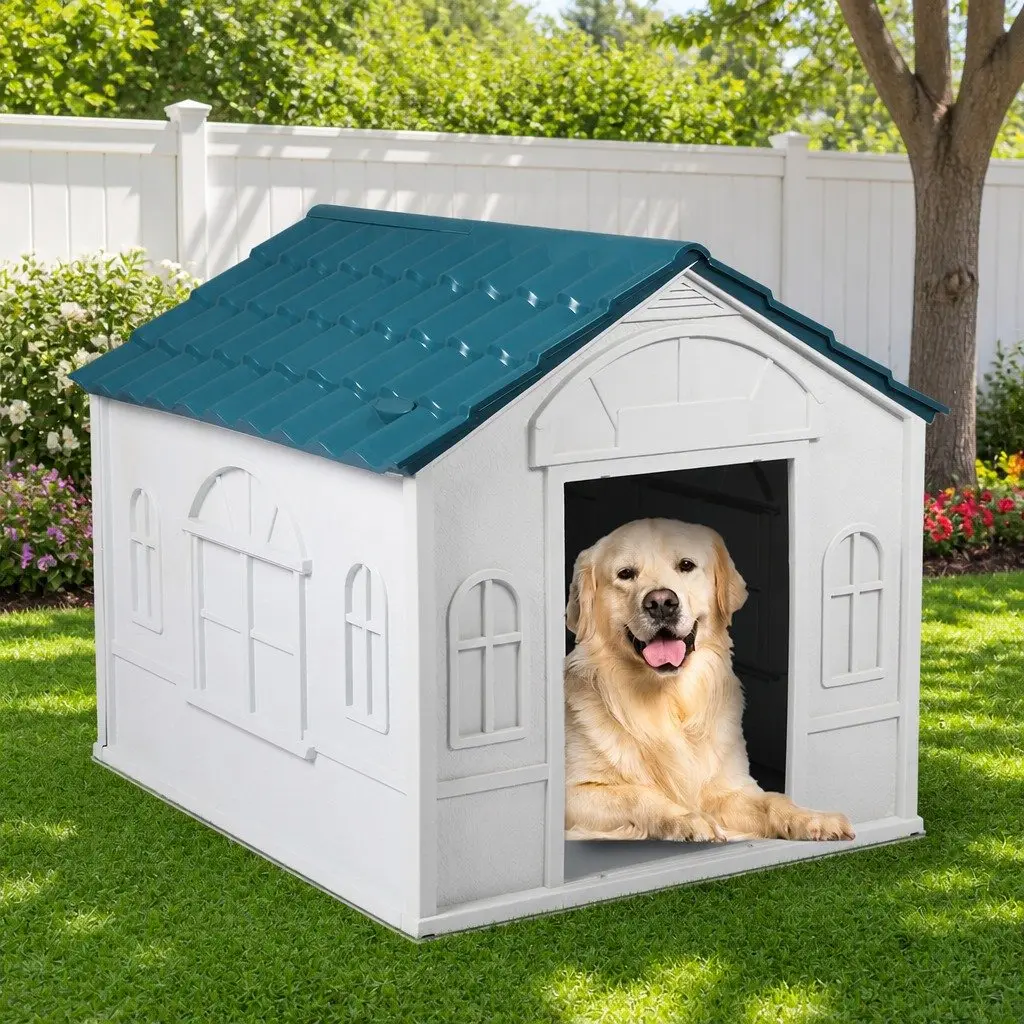 Dog Kennel Waterproof Large Plastic with Ventilation Blue