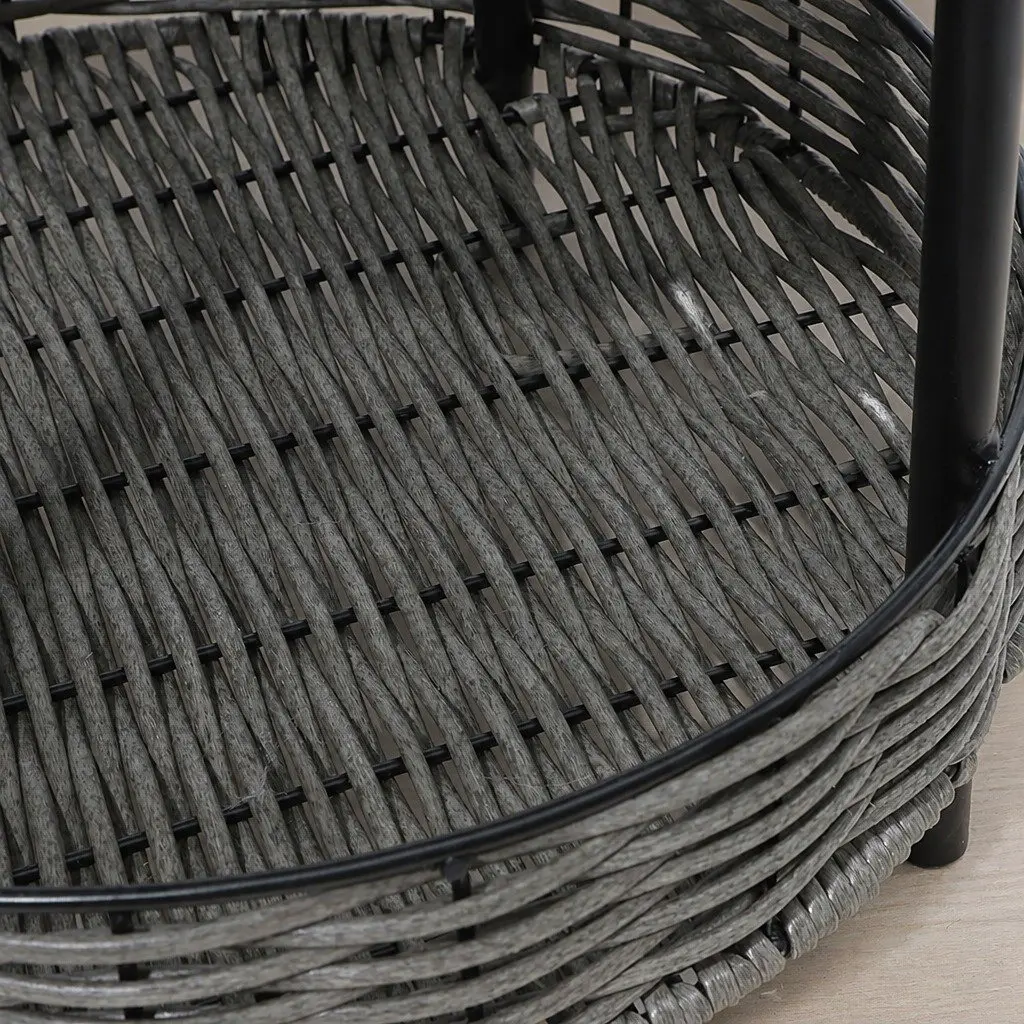 Elevated Rattan Pet Bed Raised Cat House with Soft Cushion Indoor Furniture