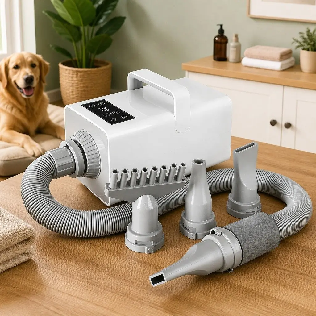 Pet Hair Dryer Dog Cat Grooming Drying Tool Anion Wind Control Nozzles Hose