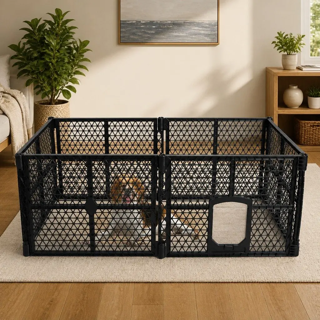Pet Playpen Folding Dog Plastic Medium M Portable Indoor Outdoor Pen Gate Panels