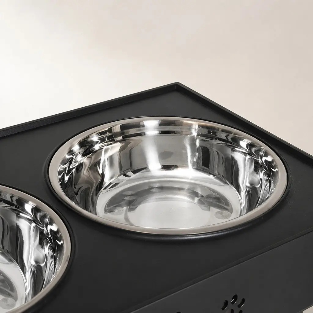 Elevated Pet Feeder Adjustable Height Stainless Steel Bowls 44cm L x 27.5cm W x 30cm H