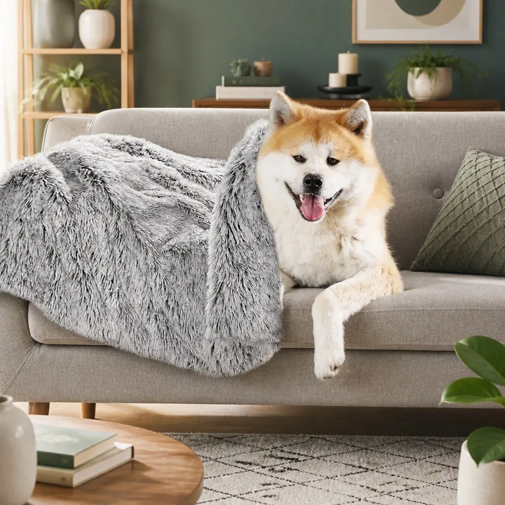 Pet Blanket Dog Cat Warm Soft Machine Washable Plush Puppy Mat Charcoal